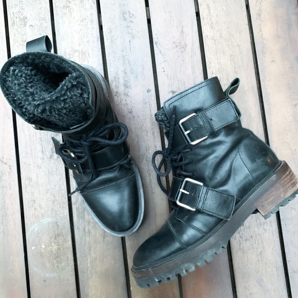 ladies fur lined biker boots